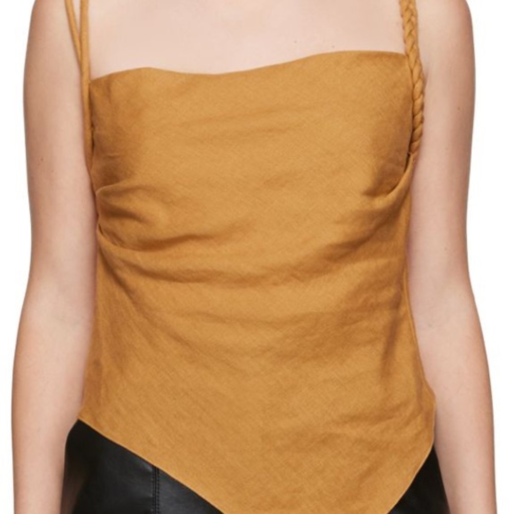 Nanushka Brown Stina Tank Top Asymmetrical Wrap Camisole